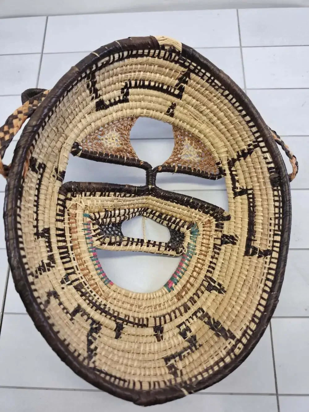 VTG Panama Embera Native American Hand Woven Figural Animal Mask Basketry Decor